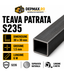 Teava patrata 30 x 30 x 1.5 mm, 6 metri